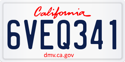 CA license plate 6VEQ341