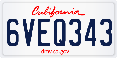 CA license plate 6VEQ343