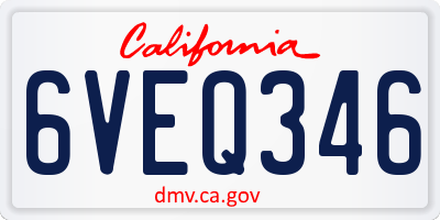 CA license plate 6VEQ346