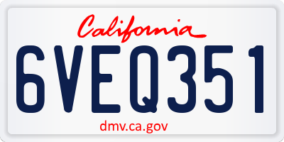 CA license plate 6VEQ351