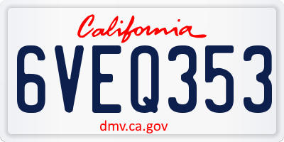 CA license plate 6VEQ353