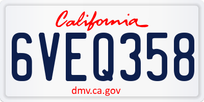 CA license plate 6VEQ358