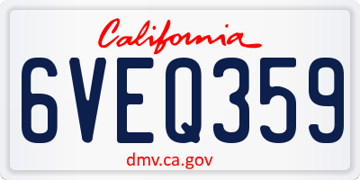 CA license plate 6VEQ359