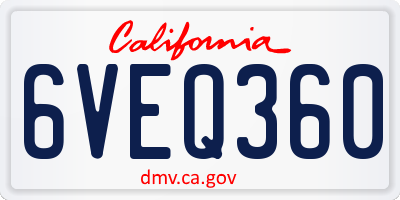 CA license plate 6VEQ360
