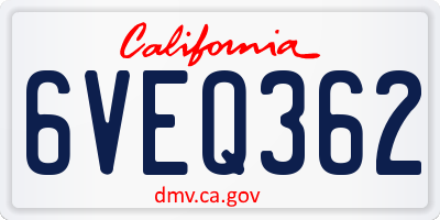 CA license plate 6VEQ362