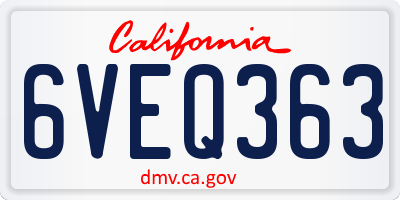CA license plate 6VEQ363