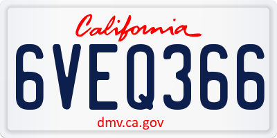 CA license plate 6VEQ366