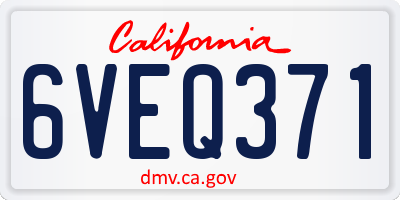 CA license plate 6VEQ371