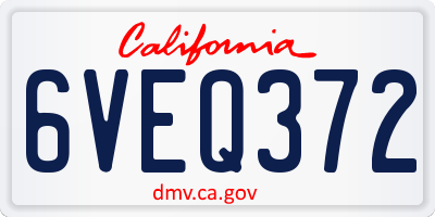 CA license plate 6VEQ372