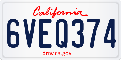 CA license plate 6VEQ374