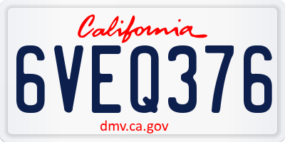 CA license plate 6VEQ376