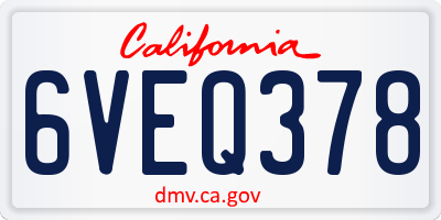 CA license plate 6VEQ378