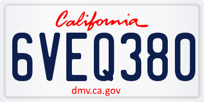 CA license plate 6VEQ380