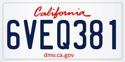 CA license plate 6VEQ381