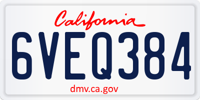 CA license plate 6VEQ384
