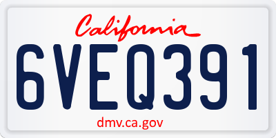 CA license plate 6VEQ391
