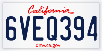 CA license plate 6VEQ394
