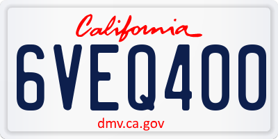 CA license plate 6VEQ400