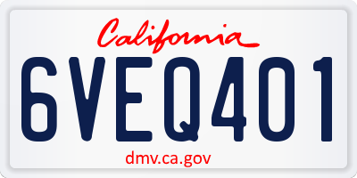 CA license plate 6VEQ401