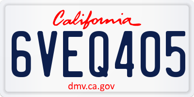 CA license plate 6VEQ405