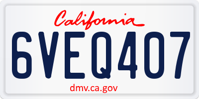 CA license plate 6VEQ407