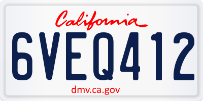CA license plate 6VEQ412