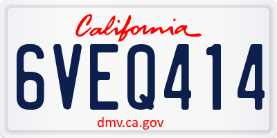CA license plate 6VEQ414