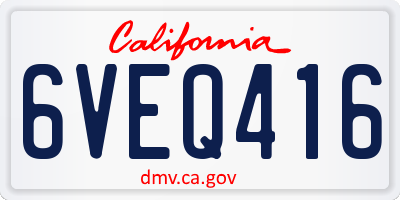 CA license plate 6VEQ416