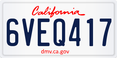 CA license plate 6VEQ417