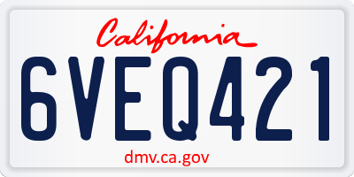 CA license plate 6VEQ421