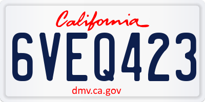 CA license plate 6VEQ423