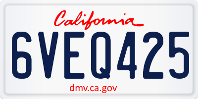 CA license plate 6VEQ425