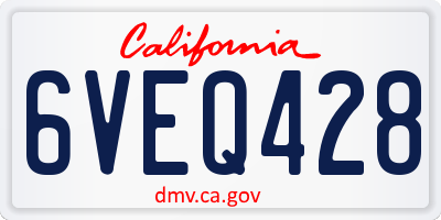 CA license plate 6VEQ428