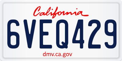 CA license plate 6VEQ429