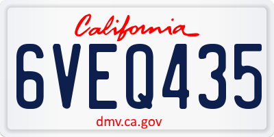 CA license plate 6VEQ435