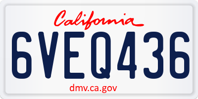 CA license plate 6VEQ436