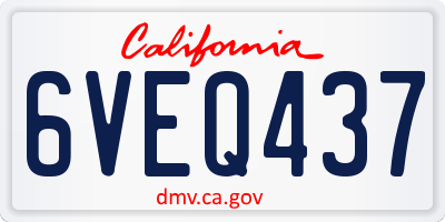 CA license plate 6VEQ437