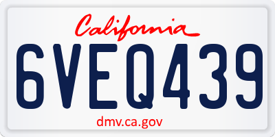 CA license plate 6VEQ439
