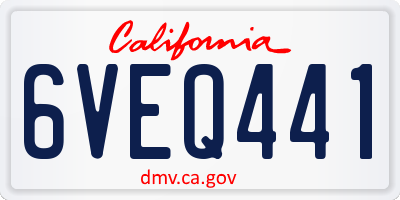 CA license plate 6VEQ441