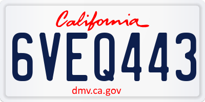 CA license plate 6VEQ443