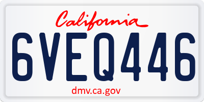 CA license plate 6VEQ446