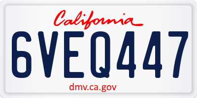 CA license plate 6VEQ447