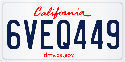 CA license plate 6VEQ449