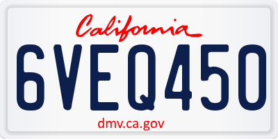 CA license plate 6VEQ450
