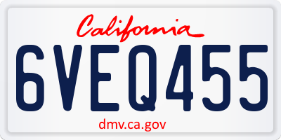 CA license plate 6VEQ455