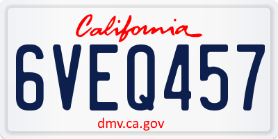 CA license plate 6VEQ457
