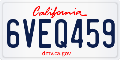 CA license plate 6VEQ459