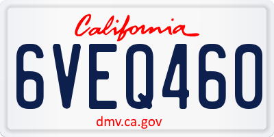 CA license plate 6VEQ460
