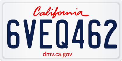 CA license plate 6VEQ462