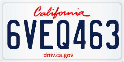 CA license plate 6VEQ463